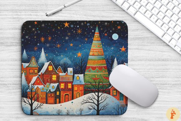 Download Cozy Christmas Scene Painting Mouse Pad - Christmas scene Collection