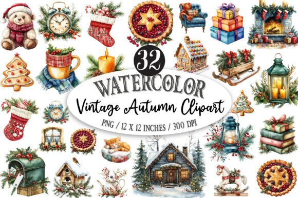 Download Watercolor Cozy Christmas Clipart Bundle - Cozy christmas Collection
