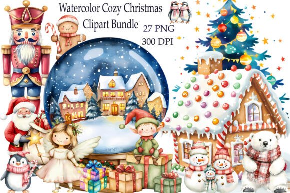 Download Watercolor Cozy Christmas Clipart Bundle - Cozy christmas Collection