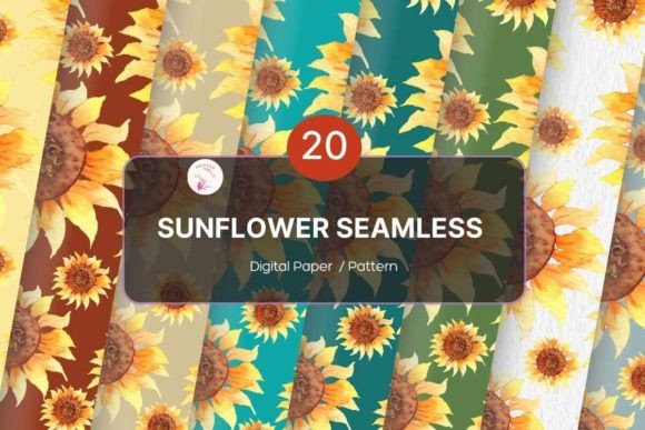 Download Sunflower Watercolor Digital Paper Pack - Digital Collection