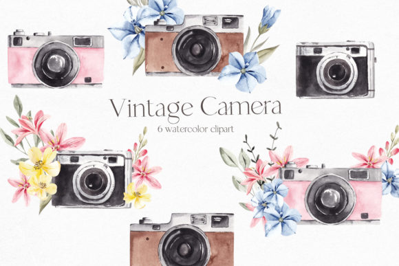 Download Watercolor Vintage Camera Clipart - Vintage camera Collection