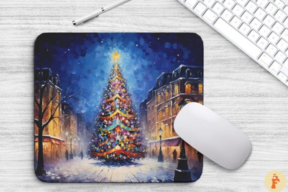 Download Cozy Christmas Scene Painting Mouse Pad - Christmas scene Collection