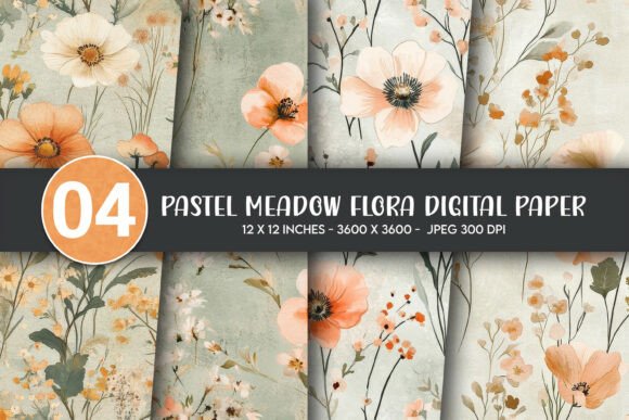 Download Pastel Meadow Flora Digital Paper - Digital Collection