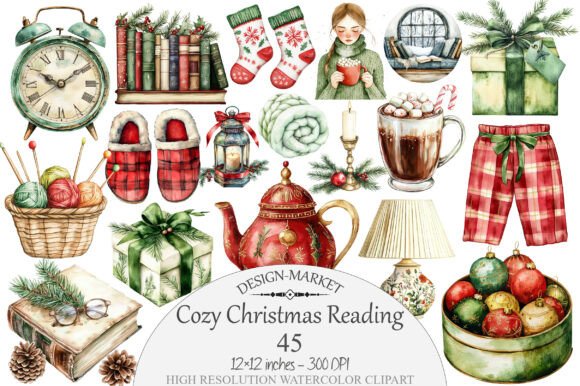 Download Cozy Christmas Reading Clipart - Cozy christmas Collection