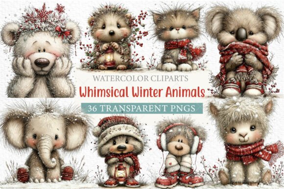 Download Whimsical Winter Animals Clipart Png - Winter animals Collection