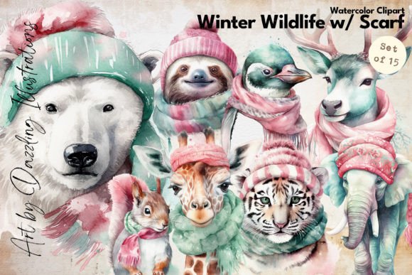 Download Watercolor Wildlife Winter Animals - Winter animals Collection