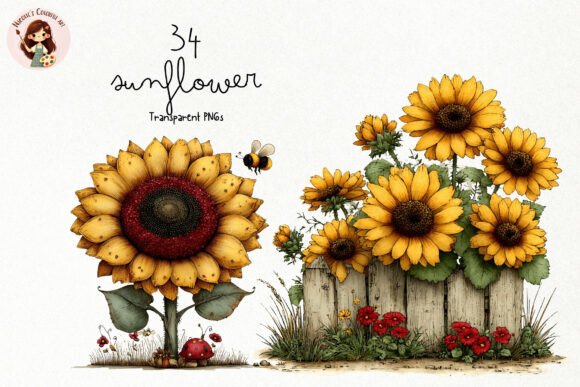 Download Watercolor Sunflower PNG Clipart Set - Watercolor sunflower png Collection