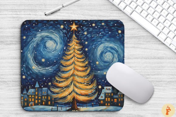 Download Cozy Christmas Scene Painting Mouse Pad - Christmas scene Collection