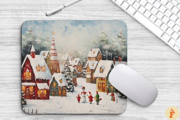 Download Cozy Christmas Scene Painting Mouse Pad - Christmas scene Collection