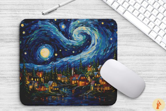 Download Cozy Christmas Scene Painting Mouse Pad - Christmas scene Collection