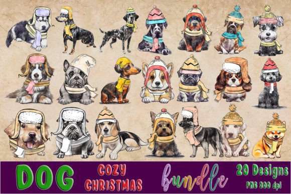 Download Dog Cozy Christmas Clipart Bundle - Cozy christmas Collection