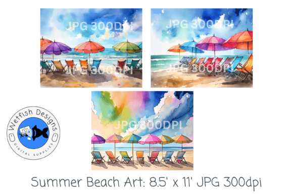 Download Summer Beach Watercolor Digital Prints 2 - Digital Collection