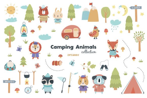 Download Camping Animal Digital Printable Clipart - Digital Collection